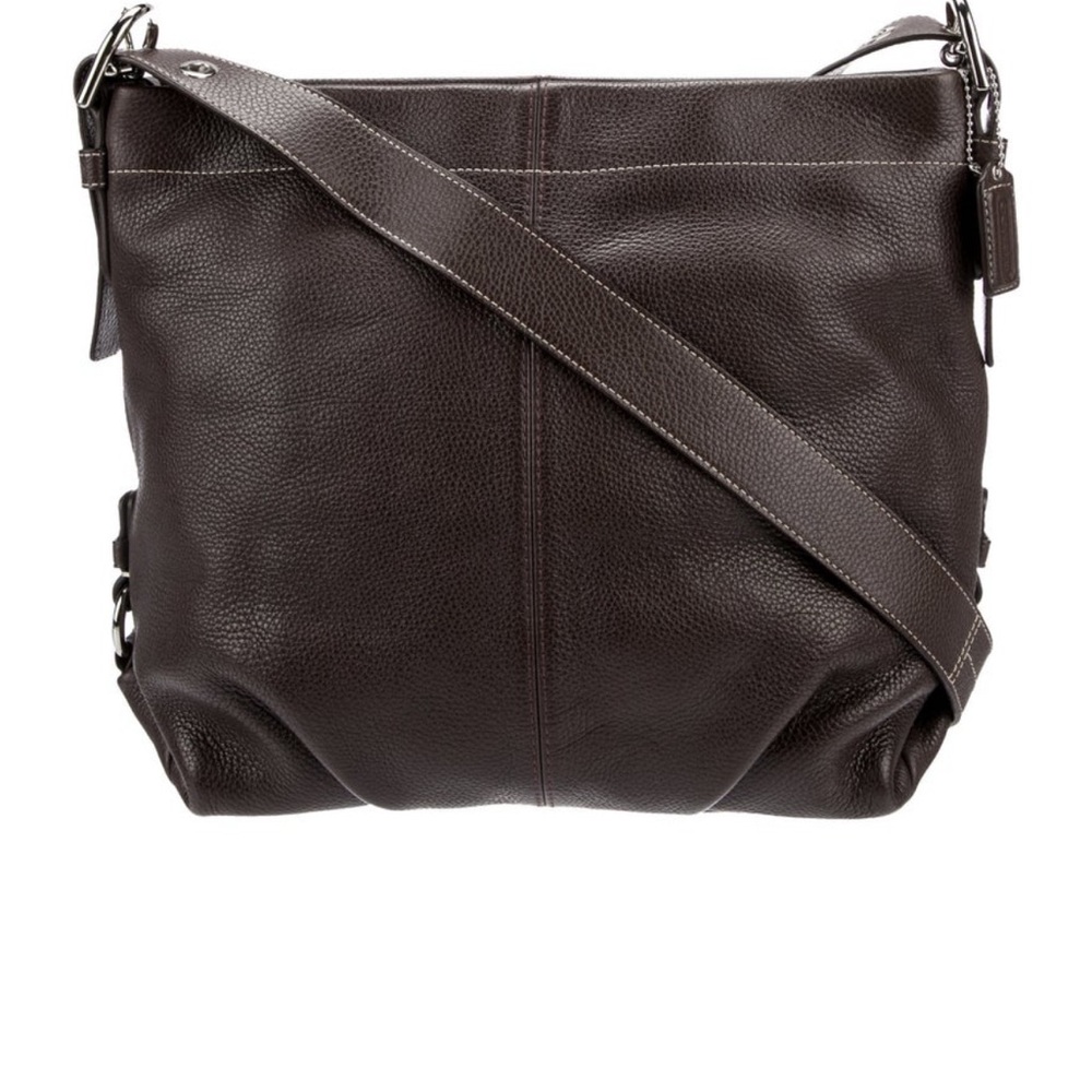 Vintage Coach  Dark Brown Leather Messenger Shoulder Bag.